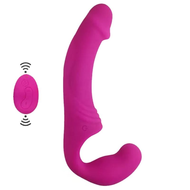 Aphrodisia Double Rider Remote Control Strapless Strap-On Şarjlı Vibratör-Pink