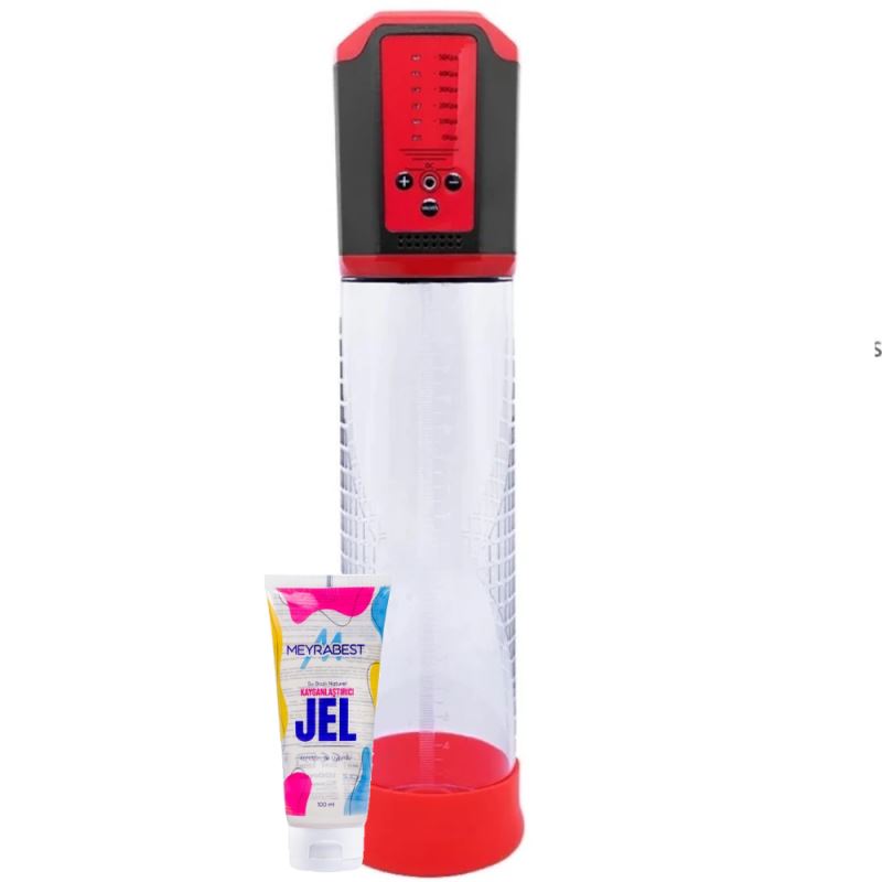 Sexual Passion Pump Lcd Bigger Man Red 5 Mod Otomatik Penis Pompası ve Jel