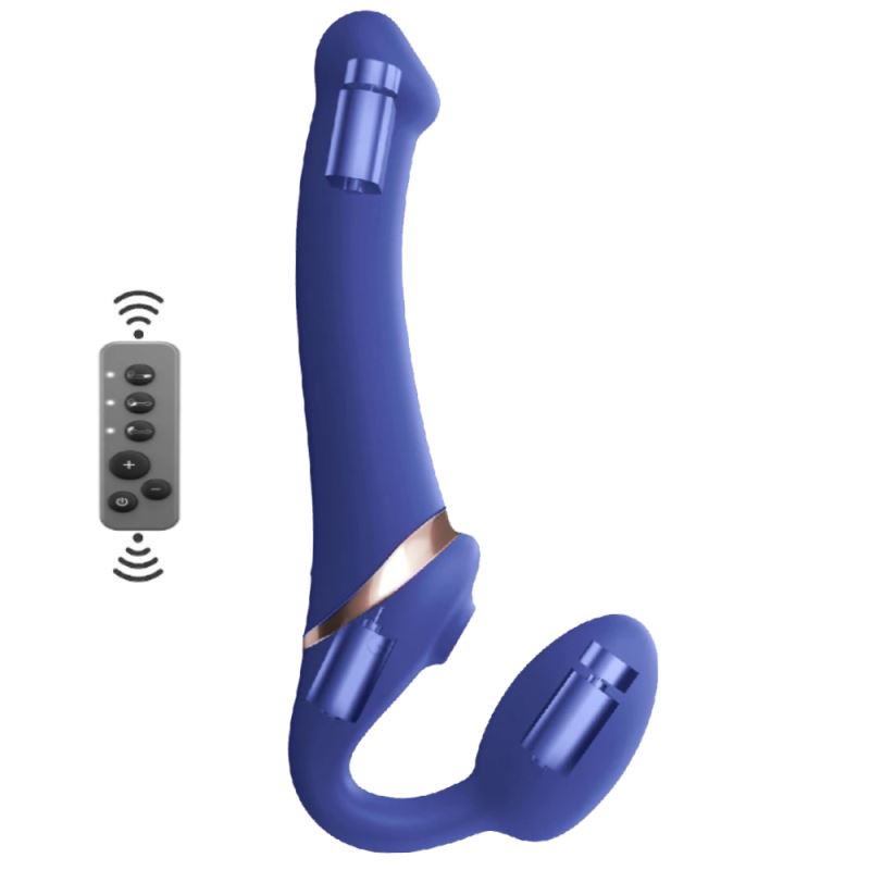 Strap-On Me Remote Control Vibrating 3 Motors Strap On Blue-Small